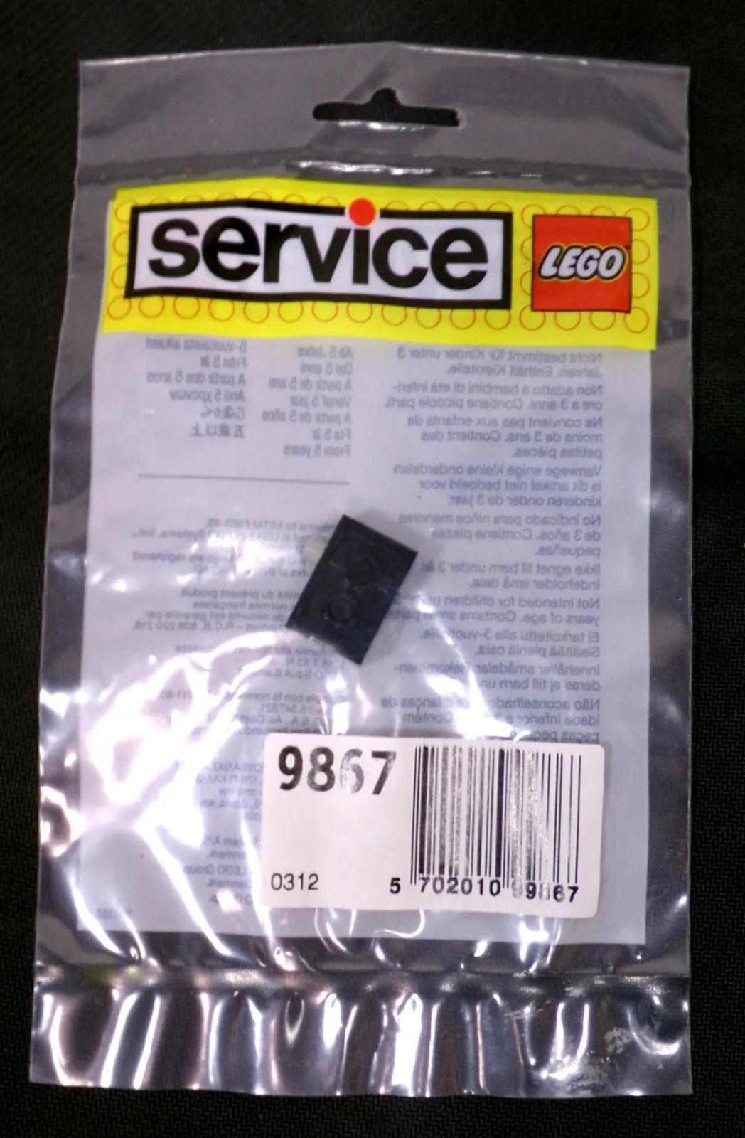LEGO Vintage 1989 Service 9867 Touch Sensor Part New Sealed in Bag