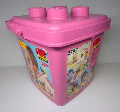 *Bin w/ random DUPLO blocks* Rare HTF LEGO DUPLO 2795 pink storage bin