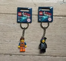 Lot of 2 NEW Retired The Lego Movie Emmet & Wyldstyle Minifigure Keychains