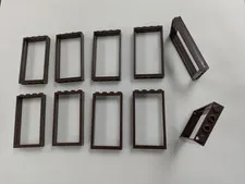Lego x10 New Dark Brown Door, Frame 1 x 4 x 6 2 Holes on Top Bottom # 60596