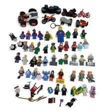 LEGO Minifigure Lot 45 Spider-Man Batman Robin Ninjago Minecraft w/ Bikes Vehicl