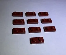 Lego Lot Of 10 1x2 Dark Red Plates Plate With Studs Brick Piece Part New City