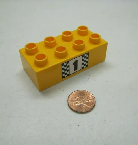Rare Lego Duplo #1 RACE CAR BLOCK from DISNEY PIXAR CARS MOVIE PRINTED BLOCK