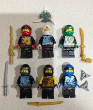 Lego Lot of 6 Ninjago SPINJITZU Minifigures, KAI, Zane, LLOYD, Nya, COLE, Jay