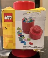 NEW LEGO Round Storage Brick 1 Knob Stud Red Organizer Tub Single