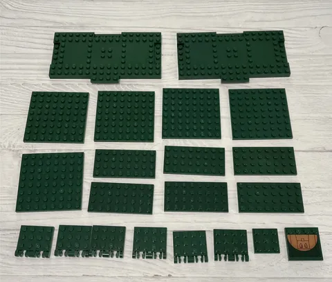 LEGO DARK GREEN LOT 21 PCS 8X16 8X8 4X8 4X5 PLATE BASE HINGE VARIETY