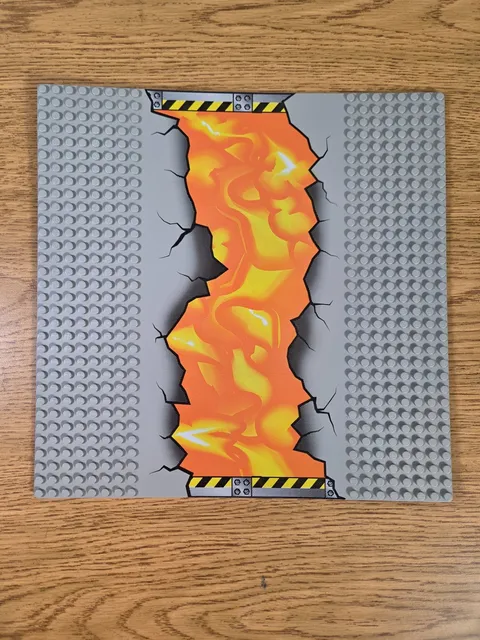 LEGO Baseplate Cracked Road Lava Fire 32x32 Set 1349 Steven Spielberg Moviemaker