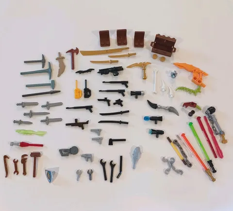  Lego Minfigure Weapons Tools Treasure Chest Seats Lightsaber Etc 