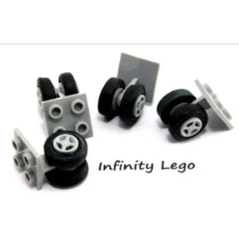 4 LEGO Light Bluish Grey Double Wheel Holder 2 x 2 Pate Landing Gear (4870)