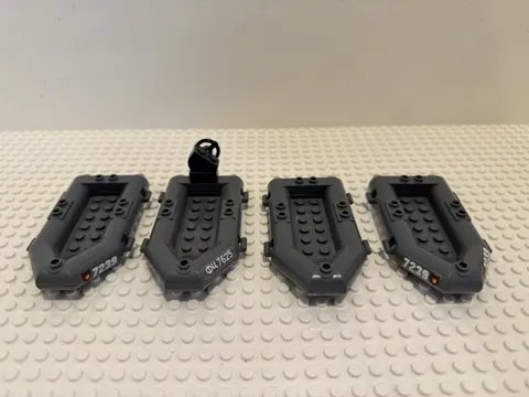 (4) LEGO Rubber Raft Life Boat Row Boat Lot-DARK GRAY-#30086