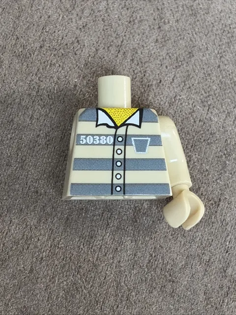 Lego White Torso Town Prisoner Number 50380, Dark B. Gray Stripes 973pb3375c01
