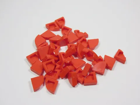 LEGO 40 Red 1x1 Round Corner Smooth Tiles Plates S0