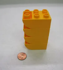 Lego Duplo Block Yellow Gold 2x3 CURVED BOTTOM BRICK 4 Lot Building Blocks