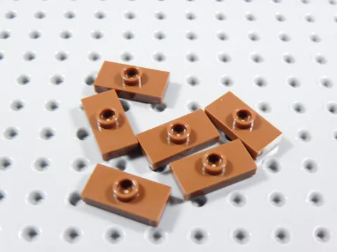 LEGO Lot of 6 Reddish Brown 1x2 Smooth Plates w/ Stud in Center BA