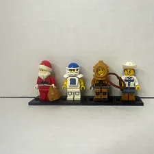 LEGO Minifigures Lot of 4: Santa, Astronaut, Cowboy, Lion Costume Figure