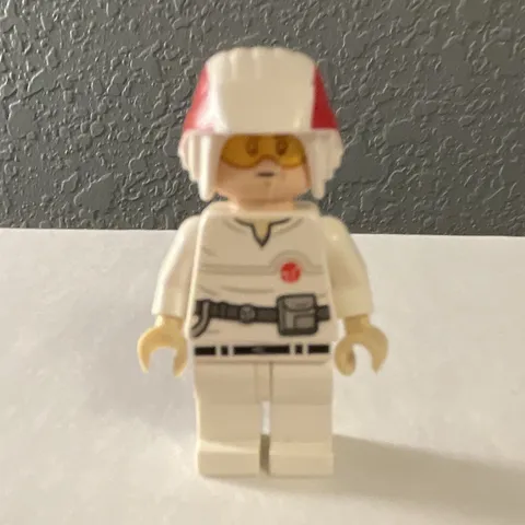 LEGO White Minifigure with White Helmet, Red Stripes