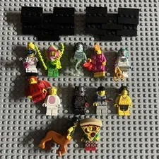 LEGO Mixed series 1/7/8/10/14/16/19/ Minifigure lot Of 12 Figures With Stands