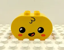 Lego Duplo Printed Brick Happy Face 2x2 2" Oval yellow