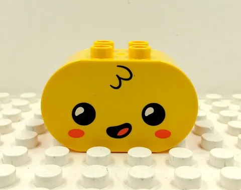 Lego Duplo Printed Brick Happy Face 2x2 2" Oval yellow