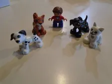 Lego Duplo People ~  Boy with 2 Dogs & 2 Cats
