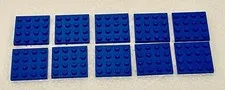 Lego Lot of 10 Authentic Blue Plates 4x4 3031 Flat Base Building Parts - New