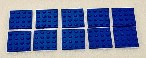 Lego Lot of 10 Authentic Blue Plates 4x4 3031 Flat Base Building Parts - New