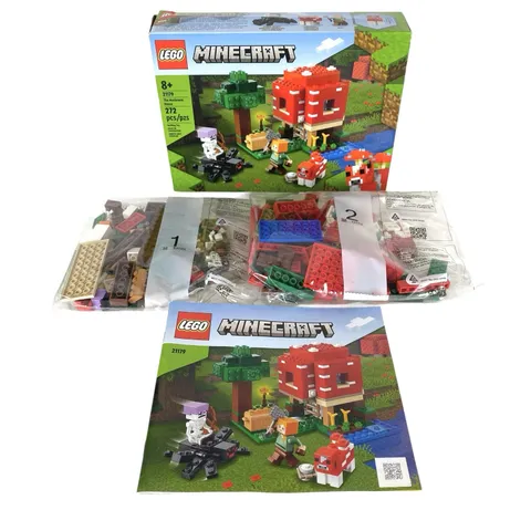 Lego Minecraft Mushroom House 21179 Open Box New Sealed In Bags