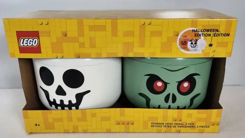 LEGO Halloween Edition Green Ghoul & Skeleton Storage Heads Small 2-Pack NEW