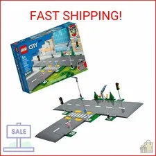 LEGO City Road Plates 60304 - Building Toy Set, Featuring Traffic Lights, Trees,
