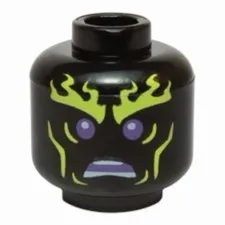 LEGO Minifigure, Head Alien with Yellowish Green Flaming Eyebrows Ninjago
