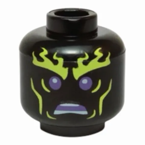LEGO Minifigure, Head Alien with Yellowish Green Flaming Eyebrows Ninjago