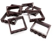 Lego Window Frames - Dark Brown - No Glass - 1x4x3 - #60594 - 9 Pieces
