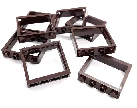 Lego Window Frames - Dark Brown - No Glass - 1x4x3 - #60594 - 9 Pieces