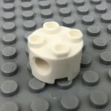 LEGO 17485 White Brick, Round 2 x 2 with Pin Holes (x2)
