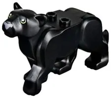 LEGO® bb0787c01pb01 Cat, Large (Panther) w/ Lime Eyes and Dark Bluish Gray Nose