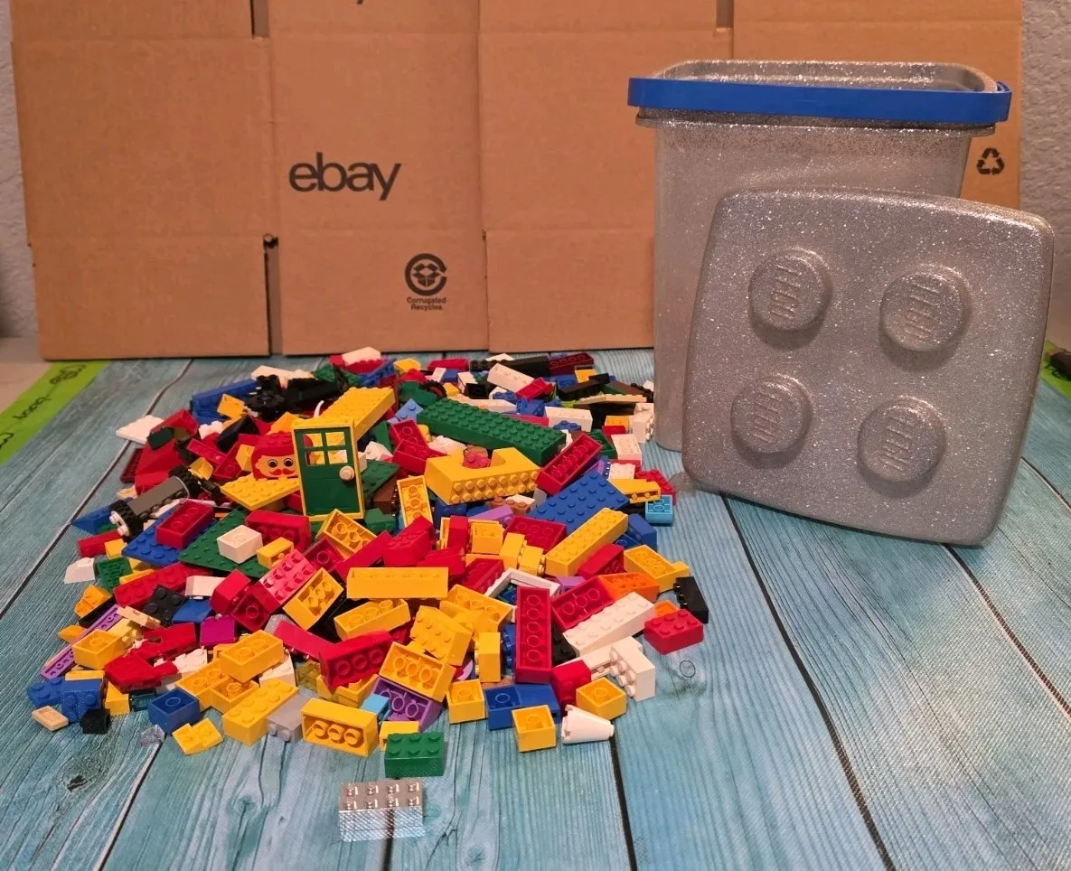 🔥VTG 1998 LEGO Freestyle: Limited Edition Silver(Blue) Bucket W/Silver Brick🔥