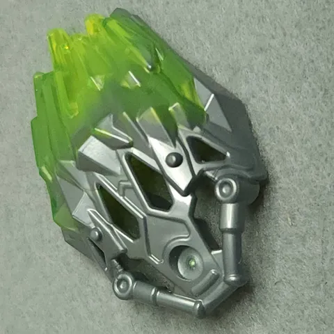 LEGO 24166pb04 Bionicle Crystal Armor Trans Bright Green Pattern Flat Silver x1