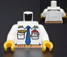 LEGO Minifigure Torso Pilot Blue Tie airplane pilot jet captain 60104 6150613