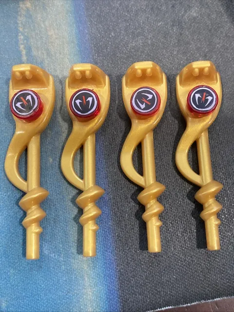 LEGO LOT OF 4 PEARL GOLD SERPENTINE SNAKE GENERAL STAFF PIECES NINJAGO WEAPONS