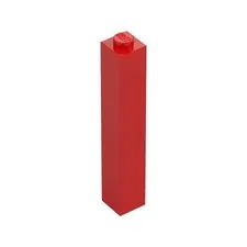 LEGO 9x Red Brick 1 x 1 x 5 - Solid Stud inv.598