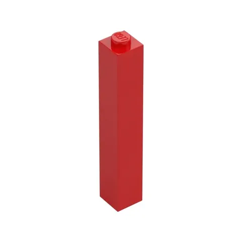 LEGO 9x Red Brick 1 x 1 x 5 - Solid Stud inv.598