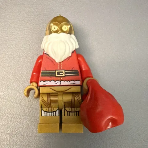 LEGO C-3PO Santa Claus Minifigure w/ White Beard & Red Sack Bag Christmas