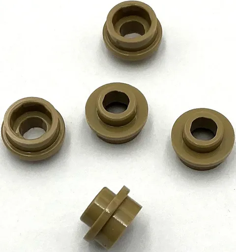 Lego 5 New Dark Tan Plates Round 1 x 1 with Open Stud Parts