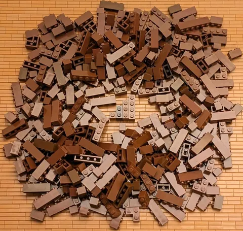 LEGO Bricks 475pcs Bulk Lot 1x1 1x2 1x3 1x4 2x2 Corner Cleaned MOC Brown Shades