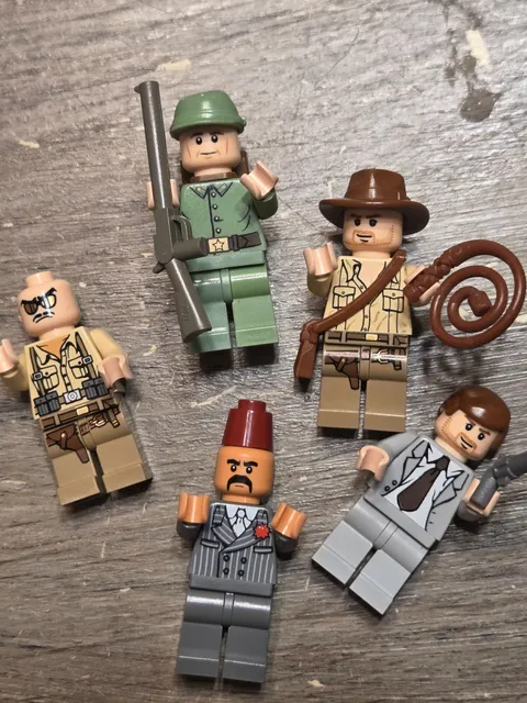 Lego Minifigure Kazim/ Indiana Jones open shirt and Grey suit /Russian Guard-