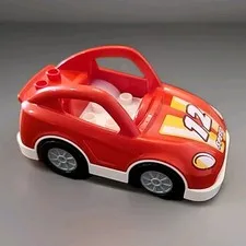 Lego Duplo PUSH AND GO RED & WHITE CAR RACE CAR #12 Village Town Racing