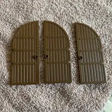 LEGO 3x Lot Brown Curved Top Arch Castle Door 1 x 5 x 10 -6059 6079