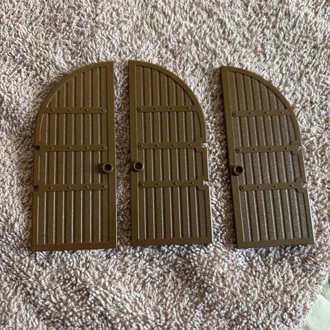 LEGO 3x Lot Brown Curved Top Arch Castle Door 1 x 5 x 10 -6059 6079