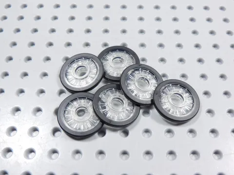 LEGO Lot of 6 Black Hard Rubber Tire Wheels Accessory Minifig BI