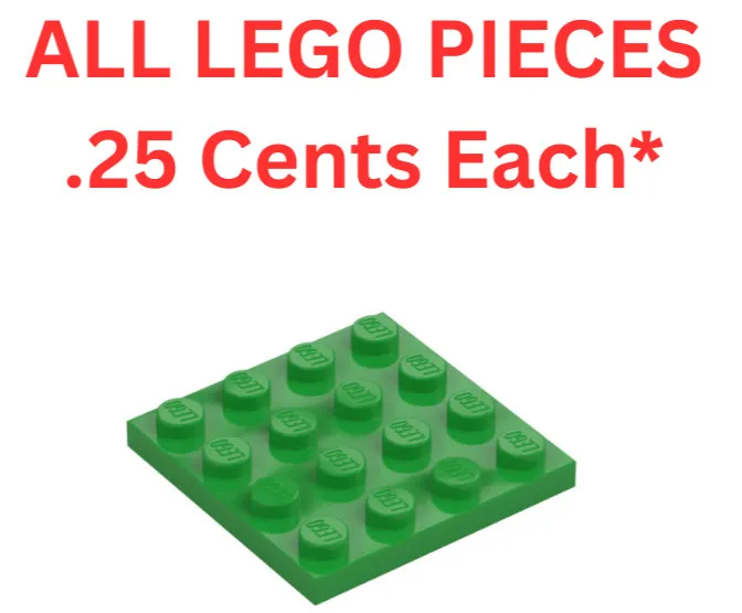 LEGO Plate 4x4 Bright Green 3031 - Genuine LEGO Parts Pieces Bulk